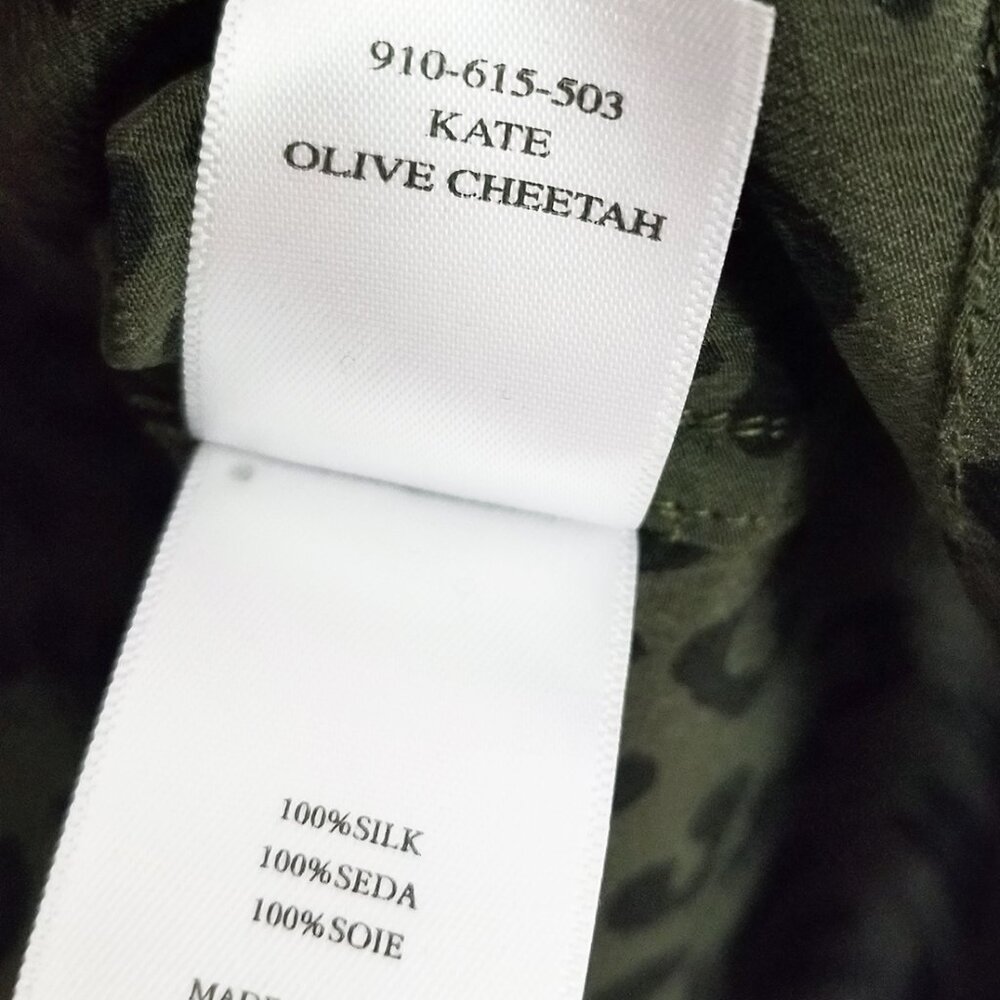Rails Kate 100% Silk Button Down Blouse Olive Cheetah S Minimalist Designer $198 - Picture 12 of 16